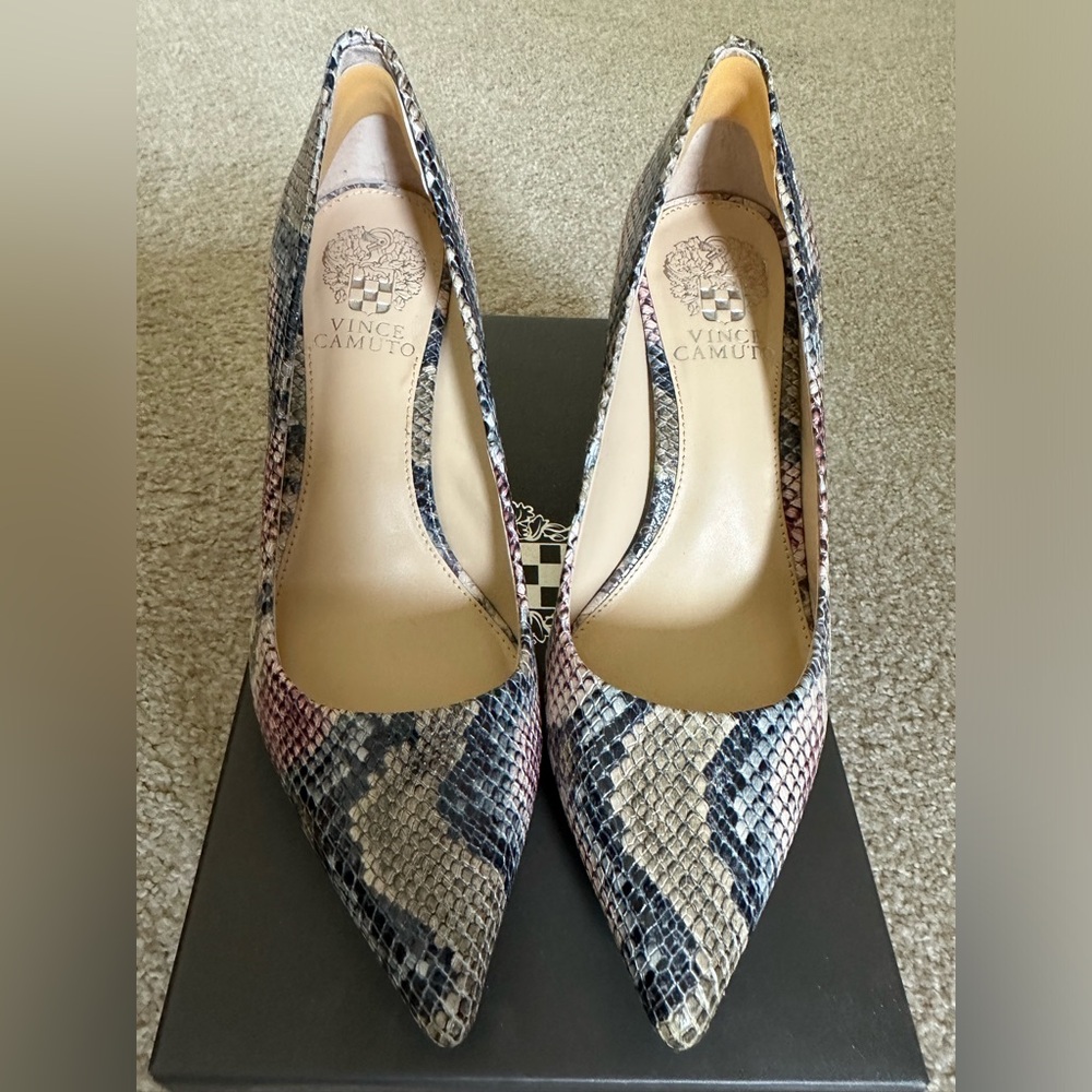 Vince Camuto multi colored snakeskin pumps